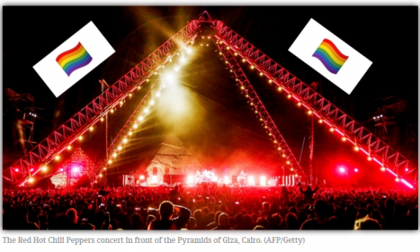 Egitto bandita bandiera Rainbow al concerto dei Red Hot Chili Peppers